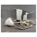 Metal Oil Cans, Metal Funnel