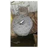 Spools of barbed wire