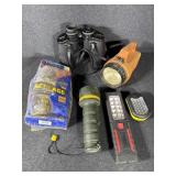 Schlage doorknob, Flashlights, Tasco Binoculars