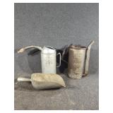 Metal Oil Cans, Metal Scoop