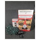 Gnome with Light String, 25ft Pine Garland, Lights