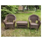 Brown Wicker Chairs(2), Wicker Table