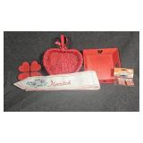 Heart basket, heartfelt welcome sash, and more
