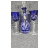 Nachtmann Traube cobalt blue crystal wine decanter