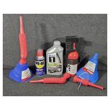 Flex Funnels, Mobil Oil, Small Fire Extinguisher
