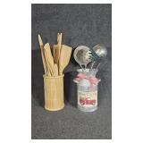 Utensil containers, and Utensils