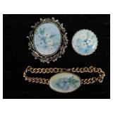 Vintage Handpainted Brooches, Bracelet
