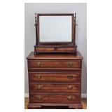 4 Drawer Wooden Dresser with Mirror on Top