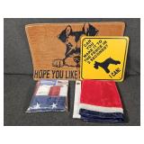 American Flag, Schnauzer Sign and Door Mat