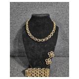 Gold Toned Bergere Earrings, Bracelet, Necklace