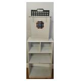 Wooden Shelf, Trash Bin, Step Stool