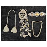 Sterling Bib Holder Clips, 830 Silver Filigree