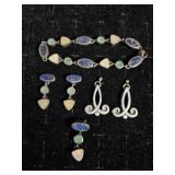 .925 Bracelet,Earrings, Pendant Set.