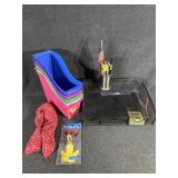 Book bins, fabric markers, desk organizer, p