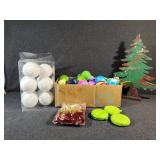 Painted Ornaments, Tree and Plain Bulbs