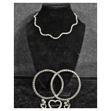 Rhinestone Necklace, Bracelets, Brooch, Clip On