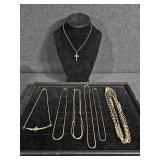 12KT Gold Filled Cross Necklace, Gold Toned