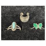 Sterling Butterfly Ring, Sterling Blue Gem Ring,