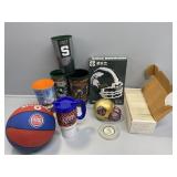 MSU Helmet-legos, Pistons mini basketball, H