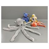 TY Beanie- bear- eagle- octopus-squid