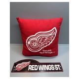 Detroit Red Wings pillow and sign