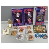 Variety of pins, buttons, magnets & medallion