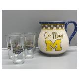 U of M Ceramic Pitcher and Drinking Glasses
