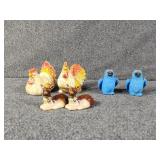 Salt & Pepper Shakers, Rooster and Hen, Deer &