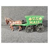 Cast Iron Horse Drawn U.S Mail Wagon