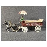 Cast Iron Horse Drawn Vegetable Wagon