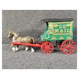 Cast Iron Horse Drawn U.S Mail Wagon