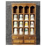 Thimbles With Wooden Case Hanging Display