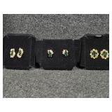 Gold Toned Green and White Stoned Earrings