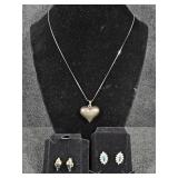 .925 Italian Heart Pendant Necklace, Goldtoned