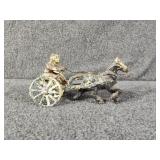 Cast Iron Horse With Jockey & Sulky Cart