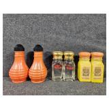 Vintage MCM Orange Salt and Pepper Shakers, C