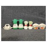 Vintage Salt and Pepper Shakers:Iron, Green C