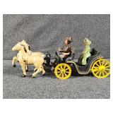 Cast Iron Horse Drawn Carriage w/ Driver and Lady