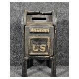 Cast Iron U.S. Mail Box Coin Bank