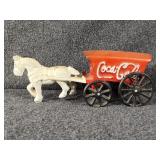 Cast Iron Horse Drawn Coca Cola Wagon