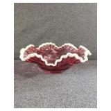 Fenton Cranberry Snow Crest Thumbprint Bowl