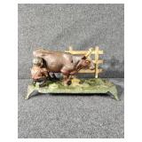 Cast Iron Boy Milking Cow Mechanical Bank