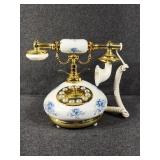 Blue and White Plastic Landline Telephone