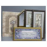 Mirror, Bless Our Home hanging, Floral wall art