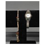 Quartz Womens Watch, Beaded Bracelet