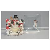 Pampered Chef plates x4, home and garden snowman