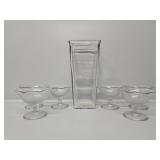 Clear Sherbert Dishes, Clear Square Vase