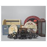 Metal Welcome Sign, Platter, Wooden Box Decor,