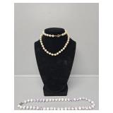 Faux Pearl Necklace, White Beaded Necklace