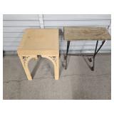 Plastic End Table with Wooden and Metal Table